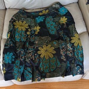Etcetera A-Line Skirt - Black and Teal Floral